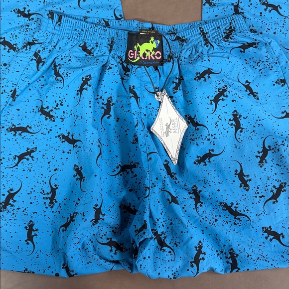 Gecko Hawaii NWT Bright Blue Wave 90s Forever Beach Nylon Pants Size Large - Picture 2 of 9